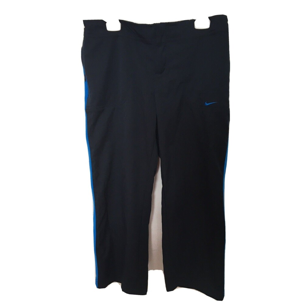 Nike Pants Jogging Running Black Blue Women's Small Pockets Zipper Closure EUC